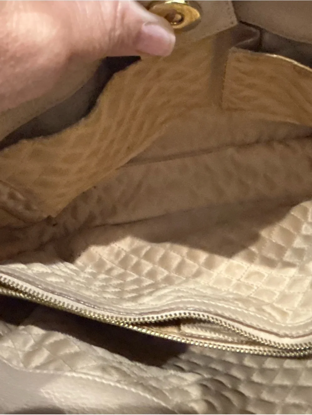 Salvatore Ferragamo Taupe Leather Satchel with Gold Hardware